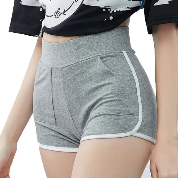 Smal bomulls yogashorts GRÅ L grey L