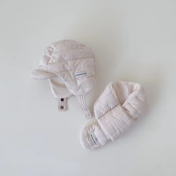 Barns varm mössa Kid Tjocka hatt Halsdukar VIT White