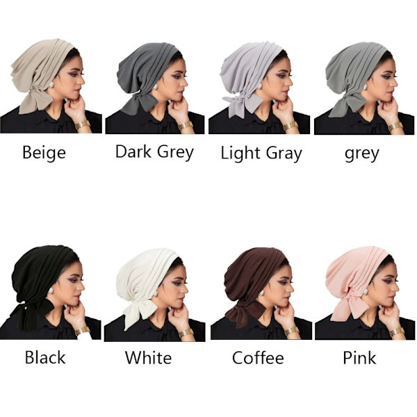 Muslimske Kvinder Hijab Motorhjelm Turban Chemo Cap LYS GRÅ light grey