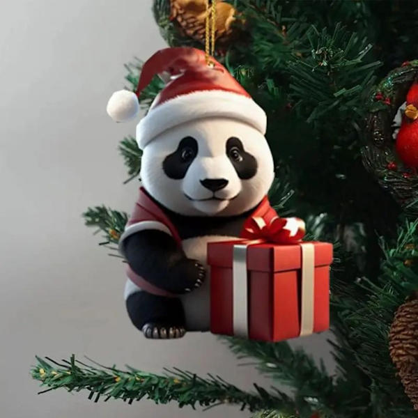 Christmas Panda Nøglering Vedhæng Juletræ Ornament 8 8 8