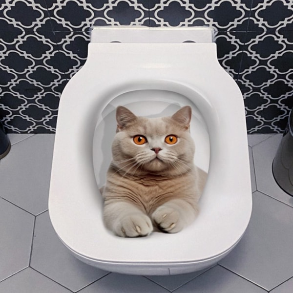 3D-kattetoiletklistermærker Livlige dyredekaler 6 6 6