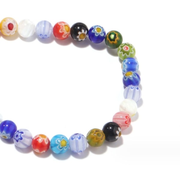 3 tråder Ca 144stk Runde kuleperler Glassperler Millefiori