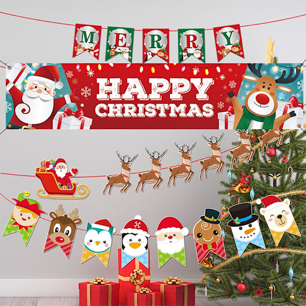 Jul Udendørs Banner Bagtæppe Bannere GLÆDELIG JUL GLAD Happy Christmas