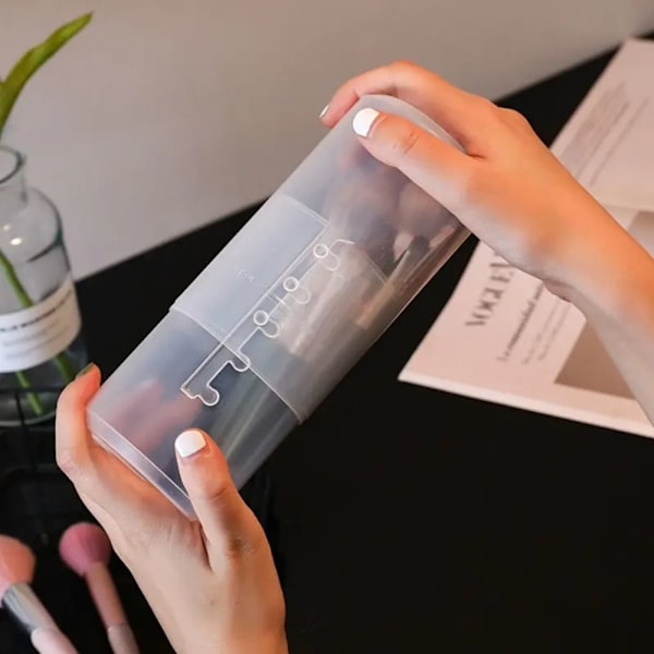 Sminkborsthållare Dammtät Toalettlåda Display Förvaringskopp Transparent