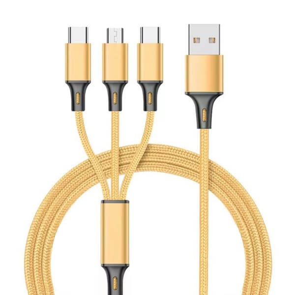 3-i-1 Hurtig USB Opladerkabel til Telefon SØLV Silver
