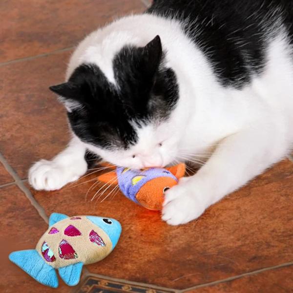 2 st Small Cat Fish Leksaker Färgglada plysch paljett Fisk Toy