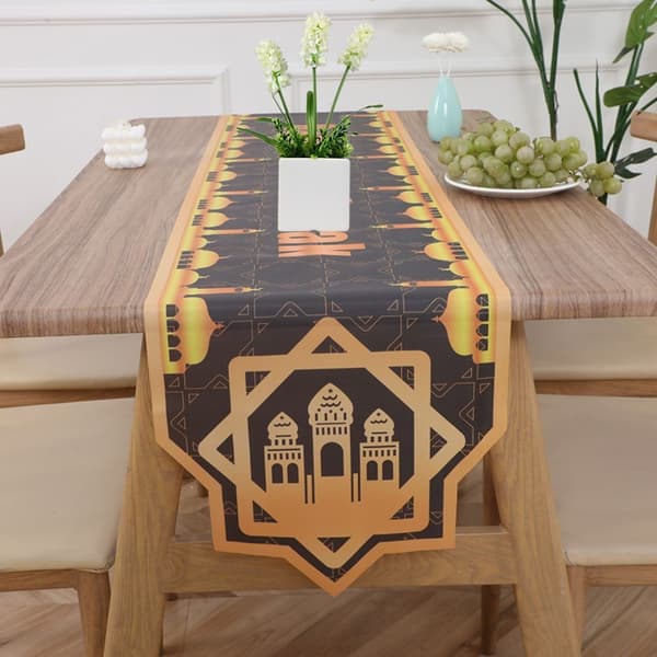 Ramadan Dekorasjon Bordløper Hjem Duk HVIT STIL2 white style2-style2