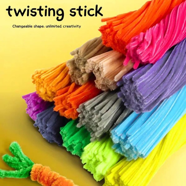 100 stykker/sæt Chenille stilke Twist Stick Plys Strip LYS light blue