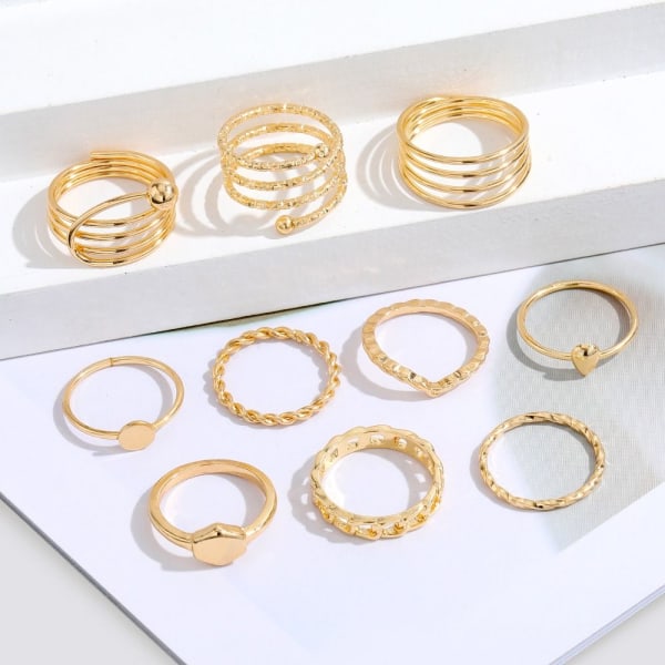 18st Ring Set Knuckle Ring GULD gold