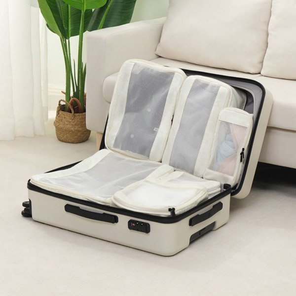 4/6STK Reiseoppbevaringspose Bagasjeoppbevaring HVIT 6STK/SETT White 6PCS/Set-6PCS/Set