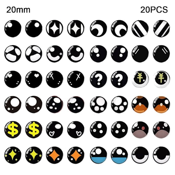 20 stk/10 par Eyes Crafts Eyes Puppet Crystal Eyes 20MMSTYLE 20mmStyle random