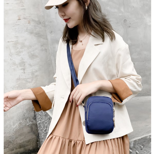 Kvinder Crossbody lynlåstaske Mobiltelefon Skuldertaske MØRKEBLÅ Dark Blue
