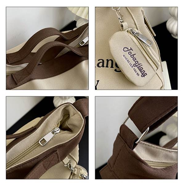 Lerretsveske i koreansk stil med stor kapasitet BEIGE beige