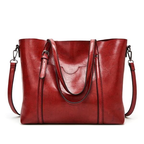 Minimalistisk Læder Håndtaske Shopper GRÅ Grey