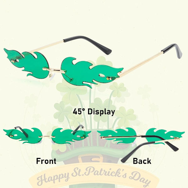 Irish Shamrock Solbriller St. Patrick's Day FIRKLEVER Four Leaf Clover