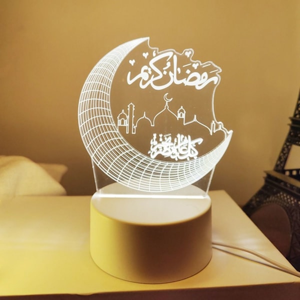 Akryl Eid Mubarak nattlys Ramadan Kareem dekorasjon