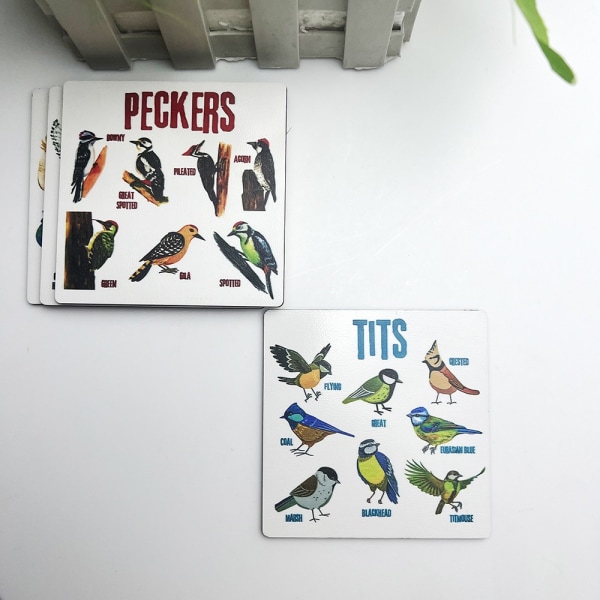 Bird Pun Coasters Träunderlägg 6ST 6ST 6pcs