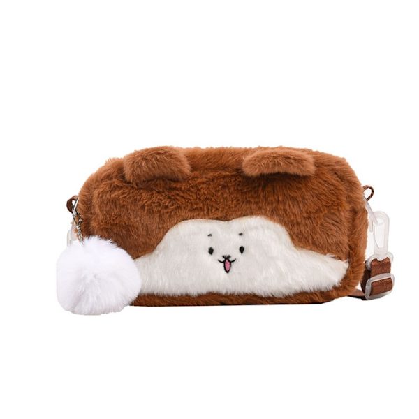 Ryggsäck Plysch Doll Axelväska BRUNT KVADRATFORMAD KVADRATUR Brown Square shaped-Square shaped
