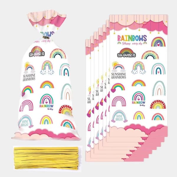 50 st Regnbågsgodispåsar Presentpåse Förpackning Presentpåsar 50pcs