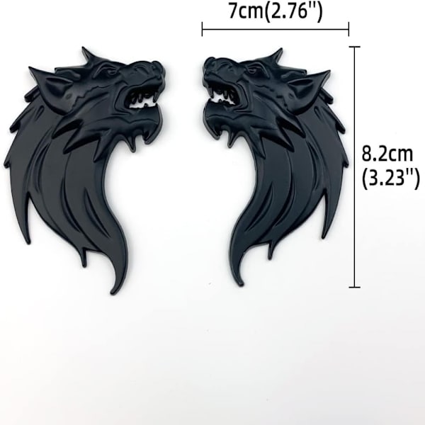 2stk 3D Wolf Head Metal Emblem 3D Emblem Biltilbehør