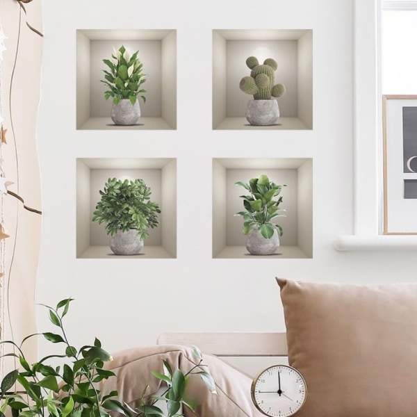 Wall Stickers 3D Grønne Potteplanter Grønt Planter Blade