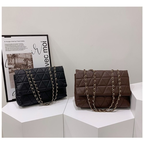 Broderi Plaid Flap Taske PU Læder Crossbody Tasker DARK KHAKI dark khaki