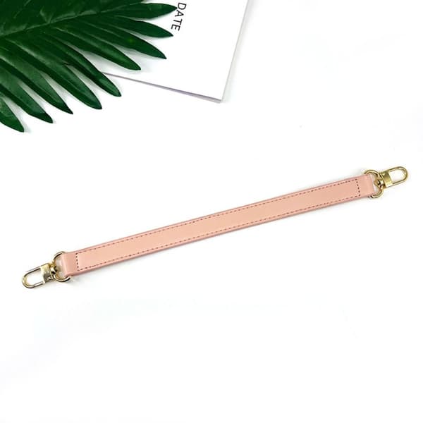 Kort väskrem i läder, väskhandtag ROSA pink