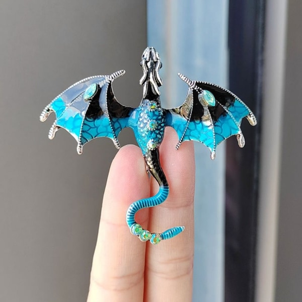 Emalje Dragon Brocher Rhinestone Broche Pins BLÅ A A Blue A-A