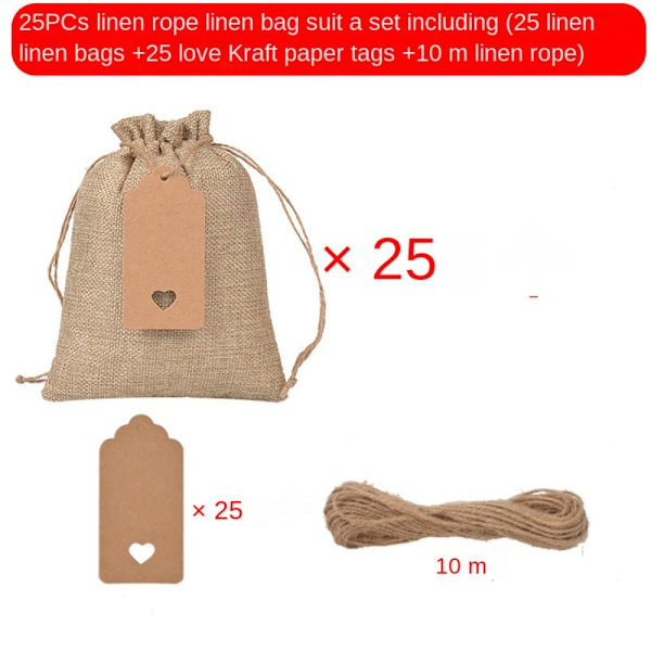 25 kpl Tapleap Säkkisäkkipussit Säkkikangas Favor Sack 10X15CM 10x15cm