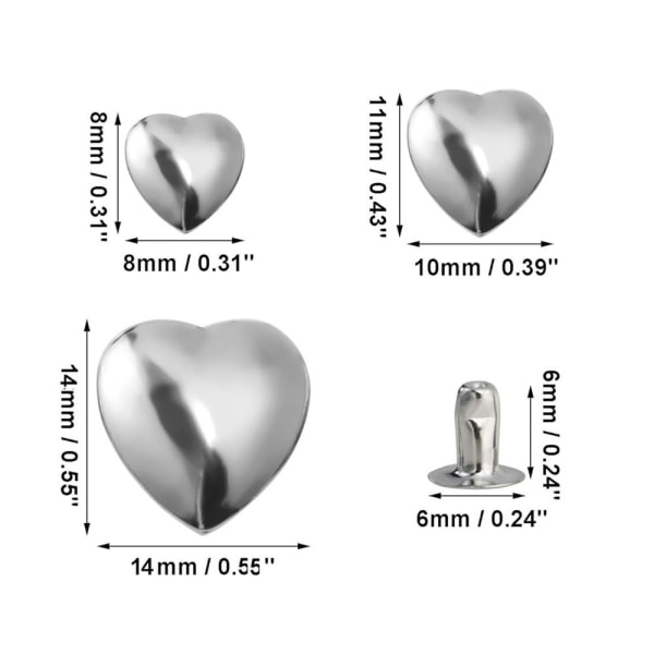 Leather Rivets Kit Heart Studs Vaatekangas