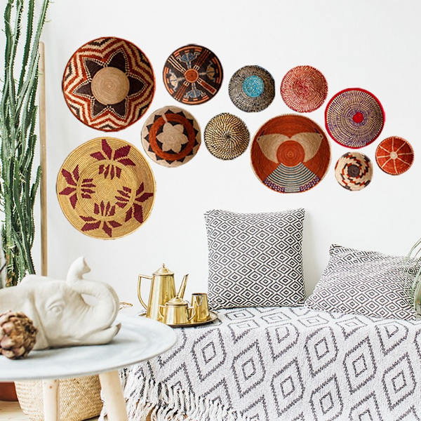 11 kpl Boho Basket Seinätarrat Pyöreät seinätarrat Moderni Boho