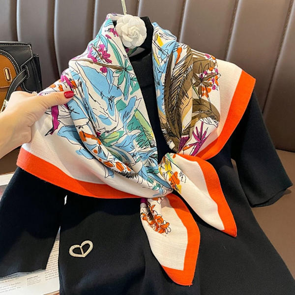 Strandsjal 90x90cm Sidenscarf 4 4 4