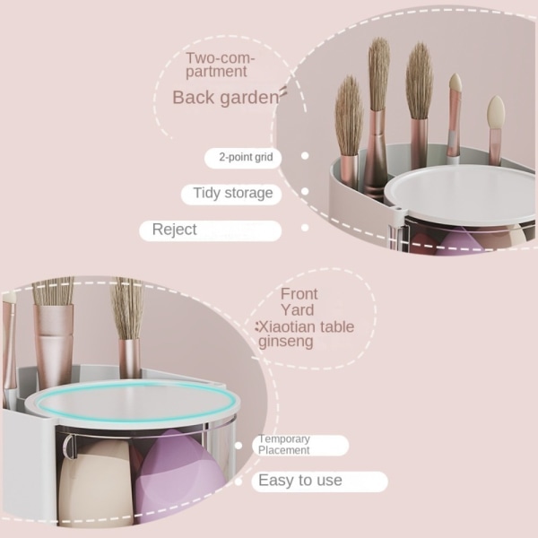 Powder Puff Opbevaringsboks Kosmetisk Bomuldsopbevaring GUL 3-LAGER Yellow 3-layer-3-layer