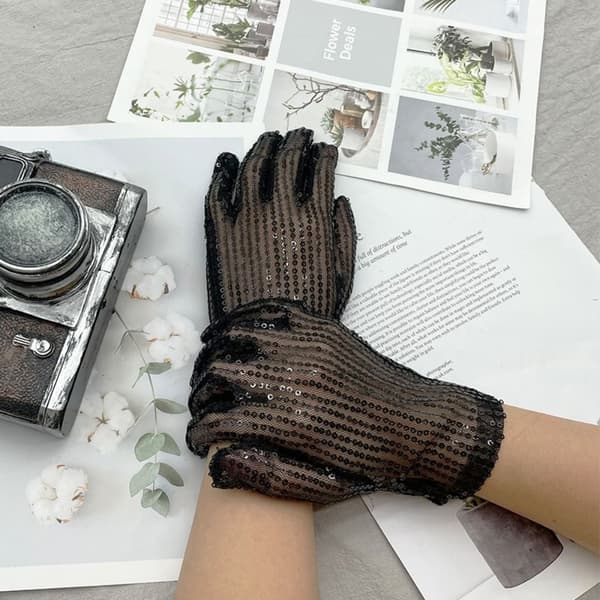 Pailletthandsker Rekvisitter Handsker SORT black
