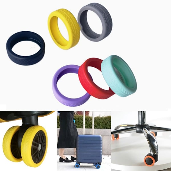4/8 kpl matkatavaroiden pyörät Protector matkatavaroiden pyörän kengät yellow 8pcs-8pcs