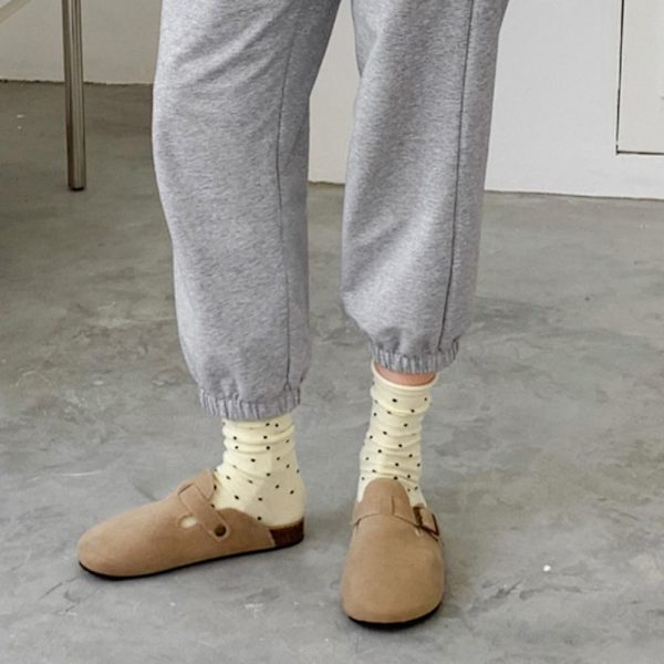 1 par Dot Print Långa strumpor Bomull Tube Strumpor KHAKI khaki