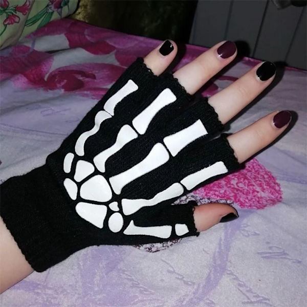 Skeleton Half Finger Gloves Anti-slip handskar A A A