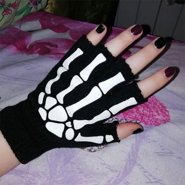 Skeleton Half Finger Gloves Liukumattomat käsineet A A A