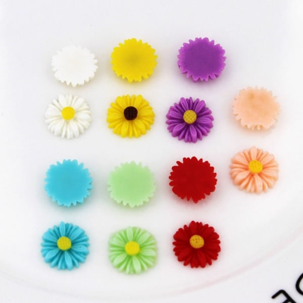 50 stk DIY Daisy Flower Charms Flatbacks Resin Daisy Flower GRØN green