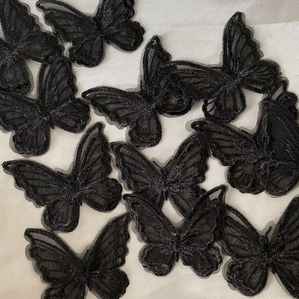 3D simulation dobbelt sommerfugl Blondebroderi patch Butterfly