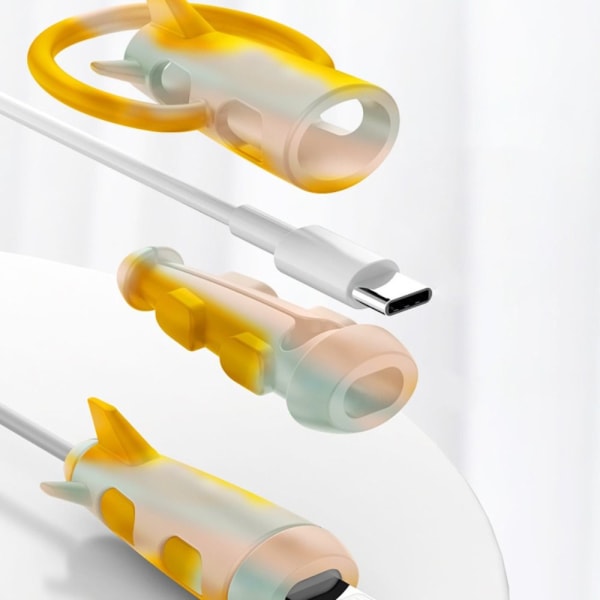 Kabelbeskytter Oplader Kabelbeskyttelsesdæksel Pink&Green&Yellow USB to C-USB to C