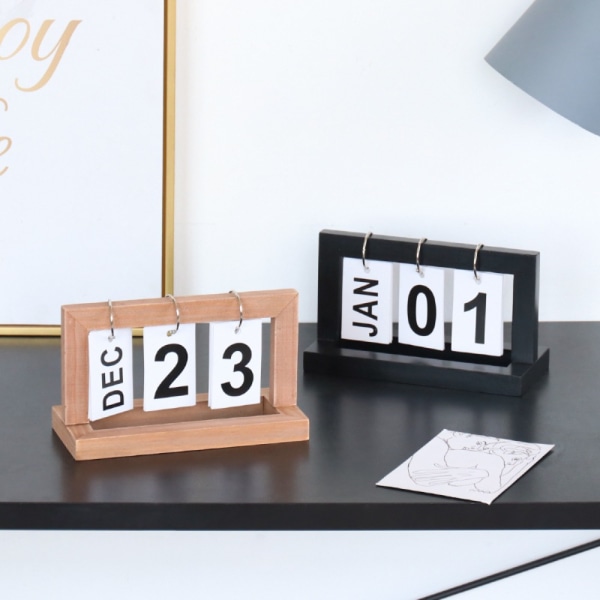 Wooden Perpetual Calendar Flip Måned Datovisning 1 1 1