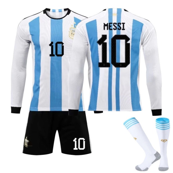 Argentina Hemma Barnfotboll Långärmad tröja nr 10 Messi 12-13years