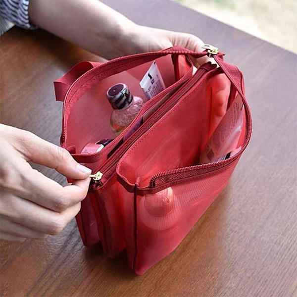Mesh Håndtaske Kosmetiktaske VINRØD wine red