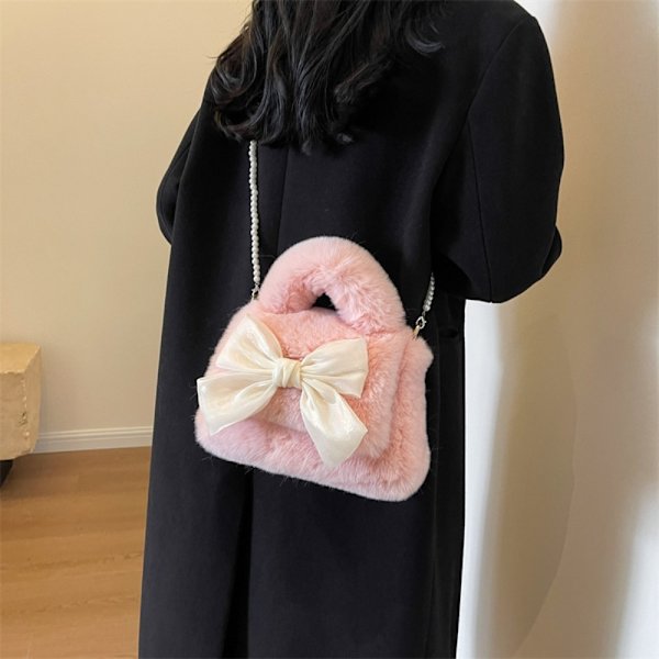 Damväska Fluffy Plysch Axelväska SVART black