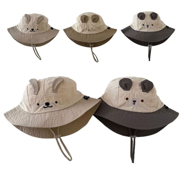 Barne bøttehatter Solhatt for barn BEIGE beige