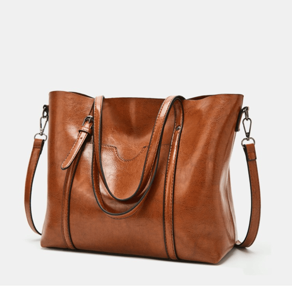 Minimalistisk Læder Håndtaske Shopper GRÅ Grey