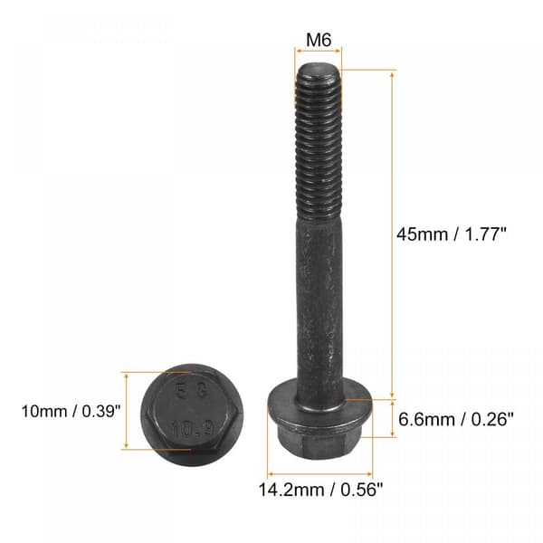 10 st Hexagonflänsbultar Kolstål 10PCS