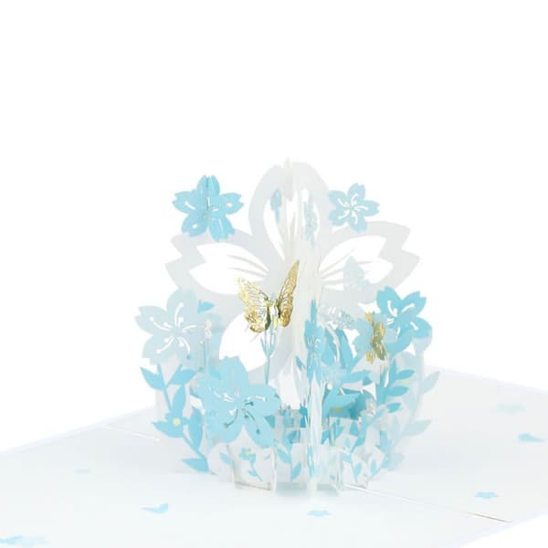 Handgjort gratulationskort 3D papperspresentkort SKY BLUE Sky blue