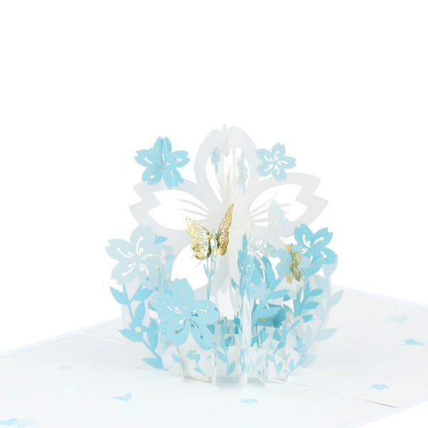 Käsintehty onnittelukortti 3D-paperilahjakortit VAALEENSININEN Light blue